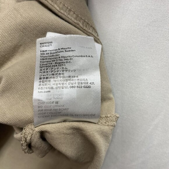 H&M Relaxed Fit Short Sleeve T-Shirt Men Small Beige 100% Cotton Crew Neck - Picture 11 of 16